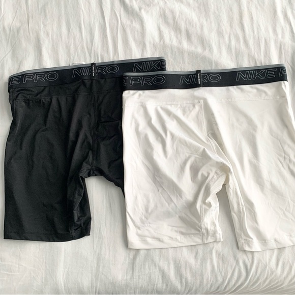 2 Set - Nike Pro Dri Fit Men's Training Shorts White Black Mens XL - Picture 2 of 11